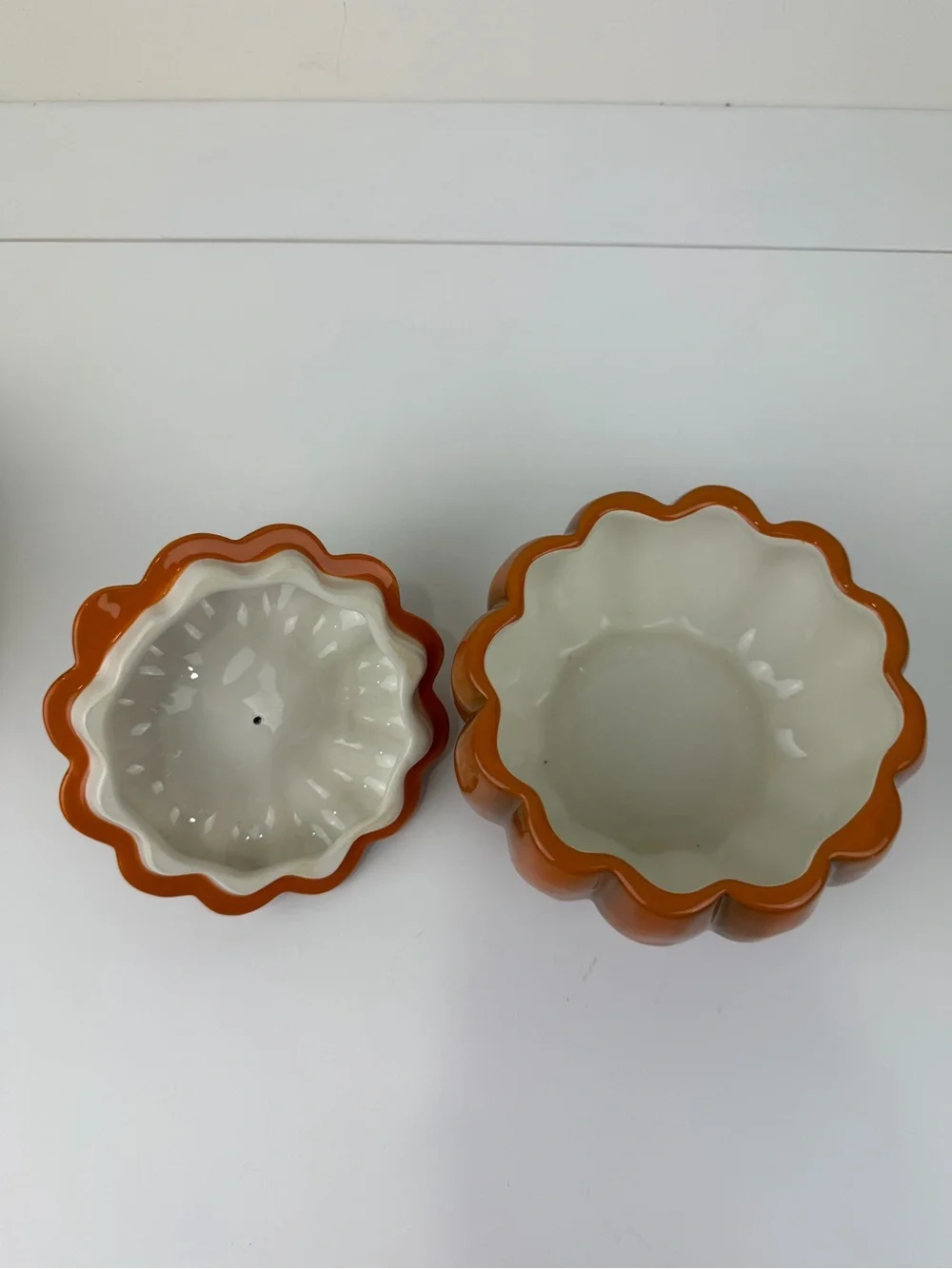 Pier 1 Imports Hand-Painted Dolomite Pumpkin Canister Set of 2 Fall Decor